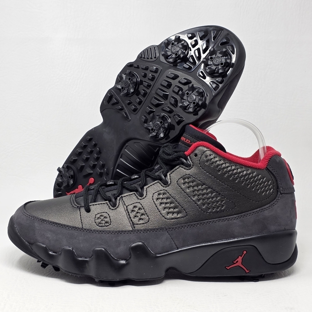 Nike Air Jordan 9 Low Golf Charcoal Men Size 9.5 Black True Red Shoes Fj5934-002